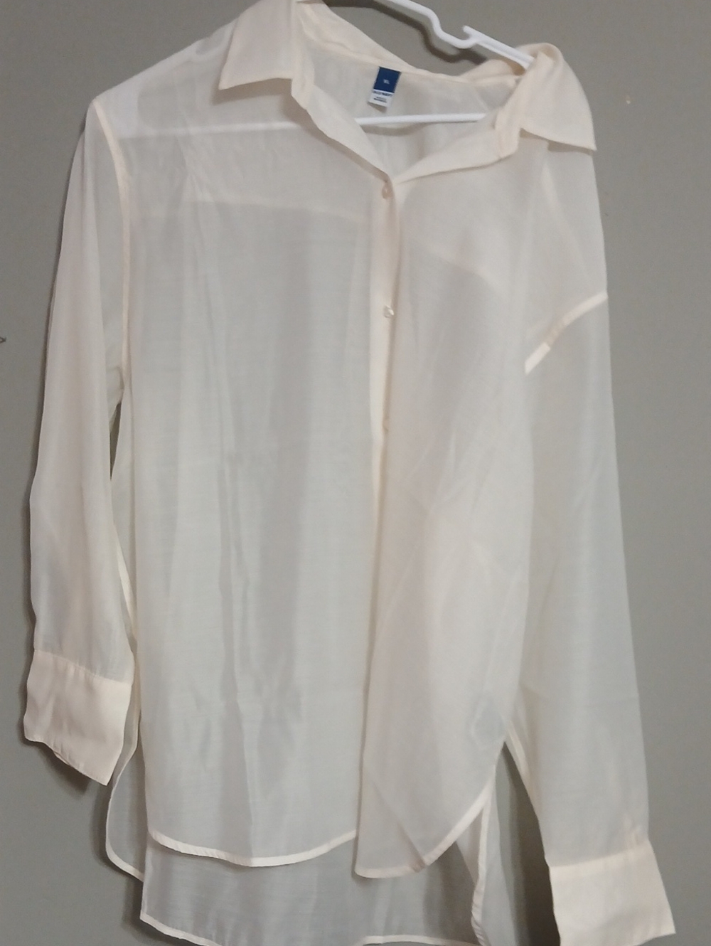 Old Navy Cream Sheer Button-Up Blouse